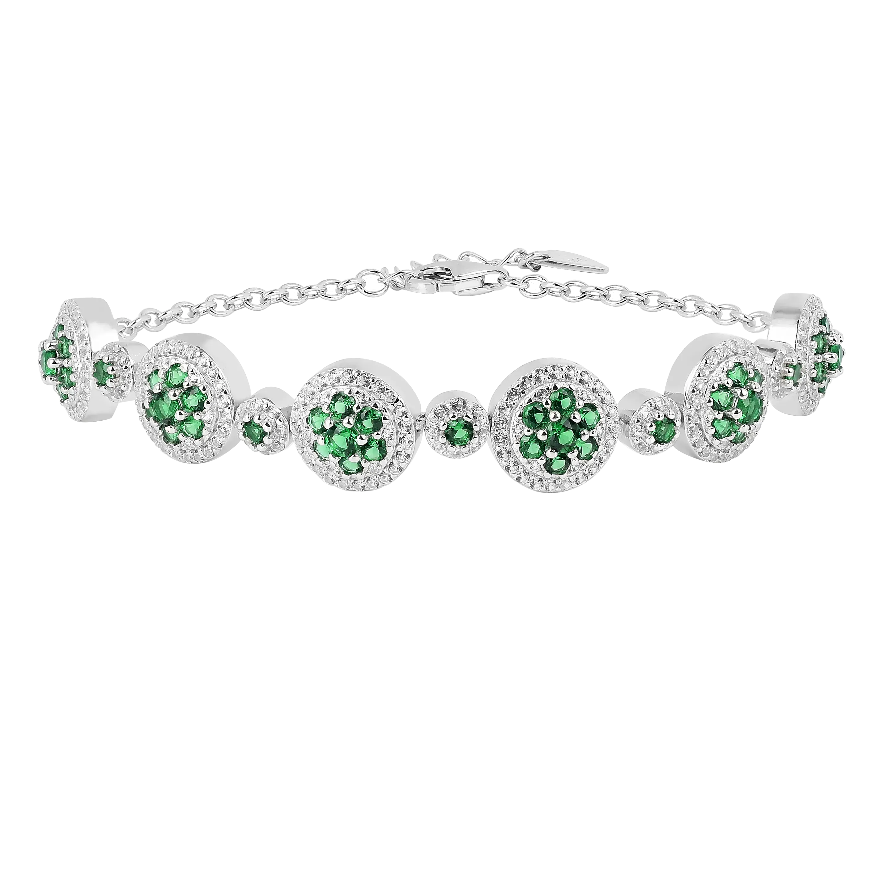 Lab Grown Emerald  White Halo Bracelet