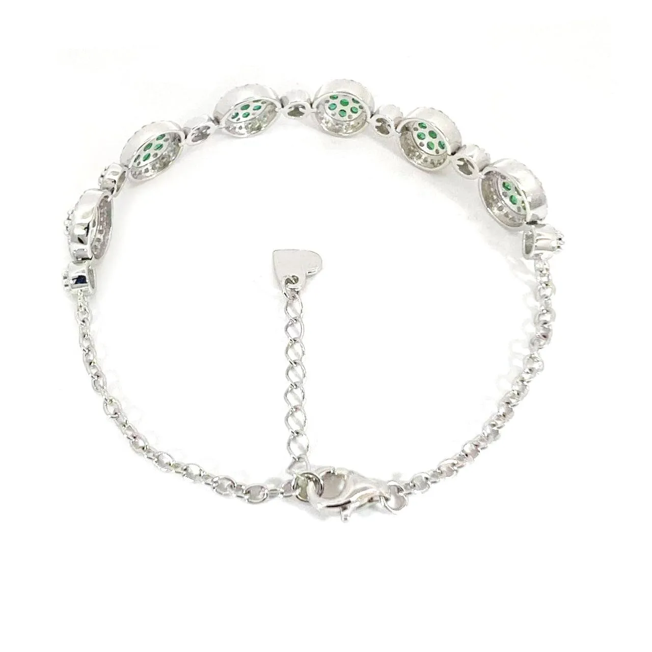 Lab Grown Emerald  White Halo Bracelet