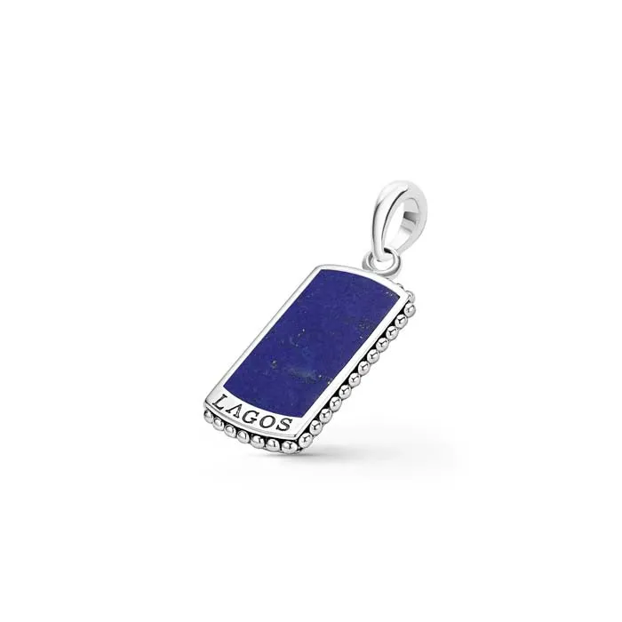 LAGOS Lapis Tag Amulet in Sterling Silver