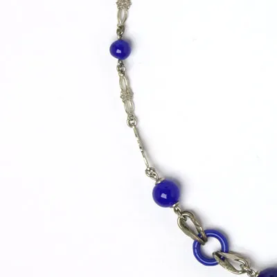 Lapis Bead Necklace with Chrome