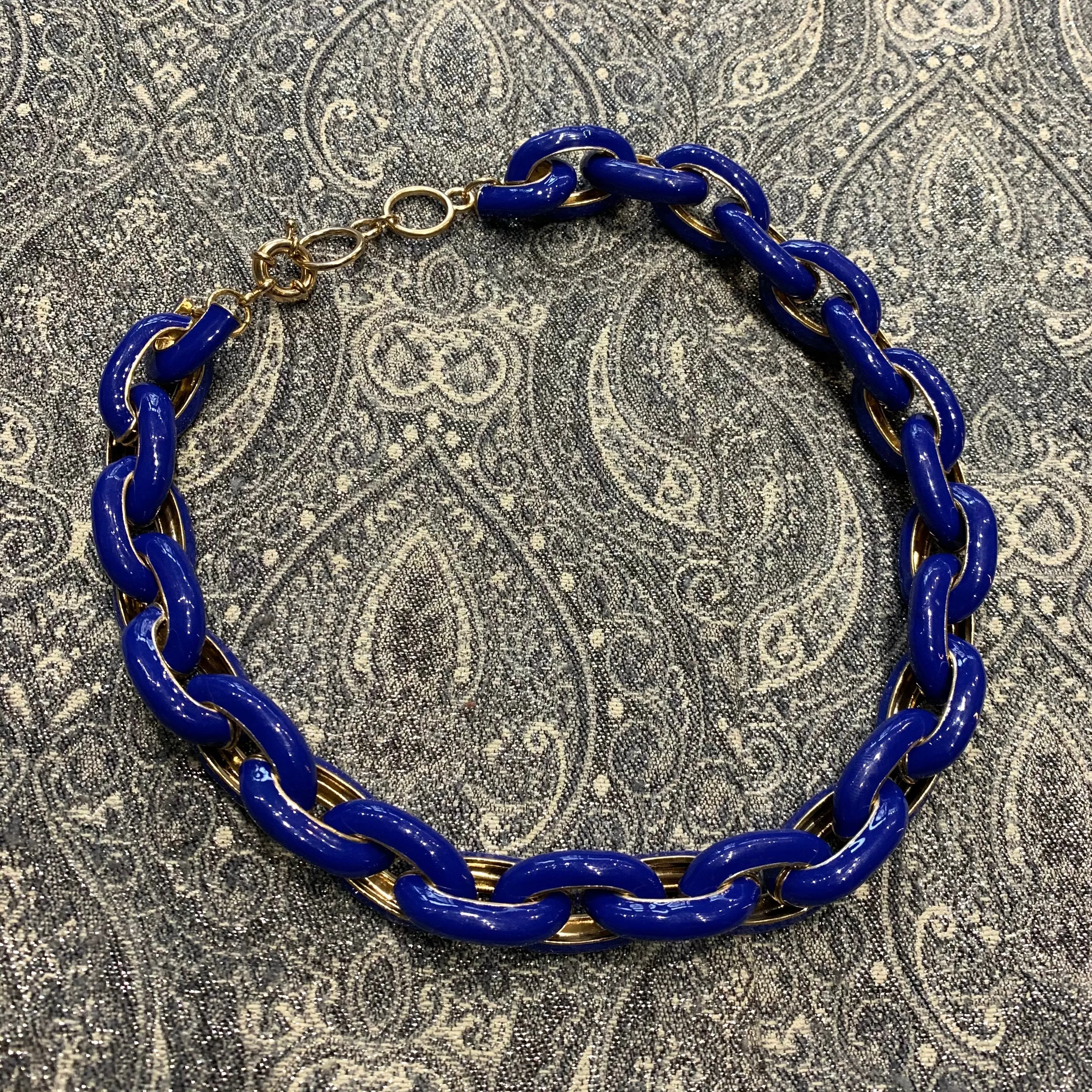 Lapis Blue Enamel Chain Necklace