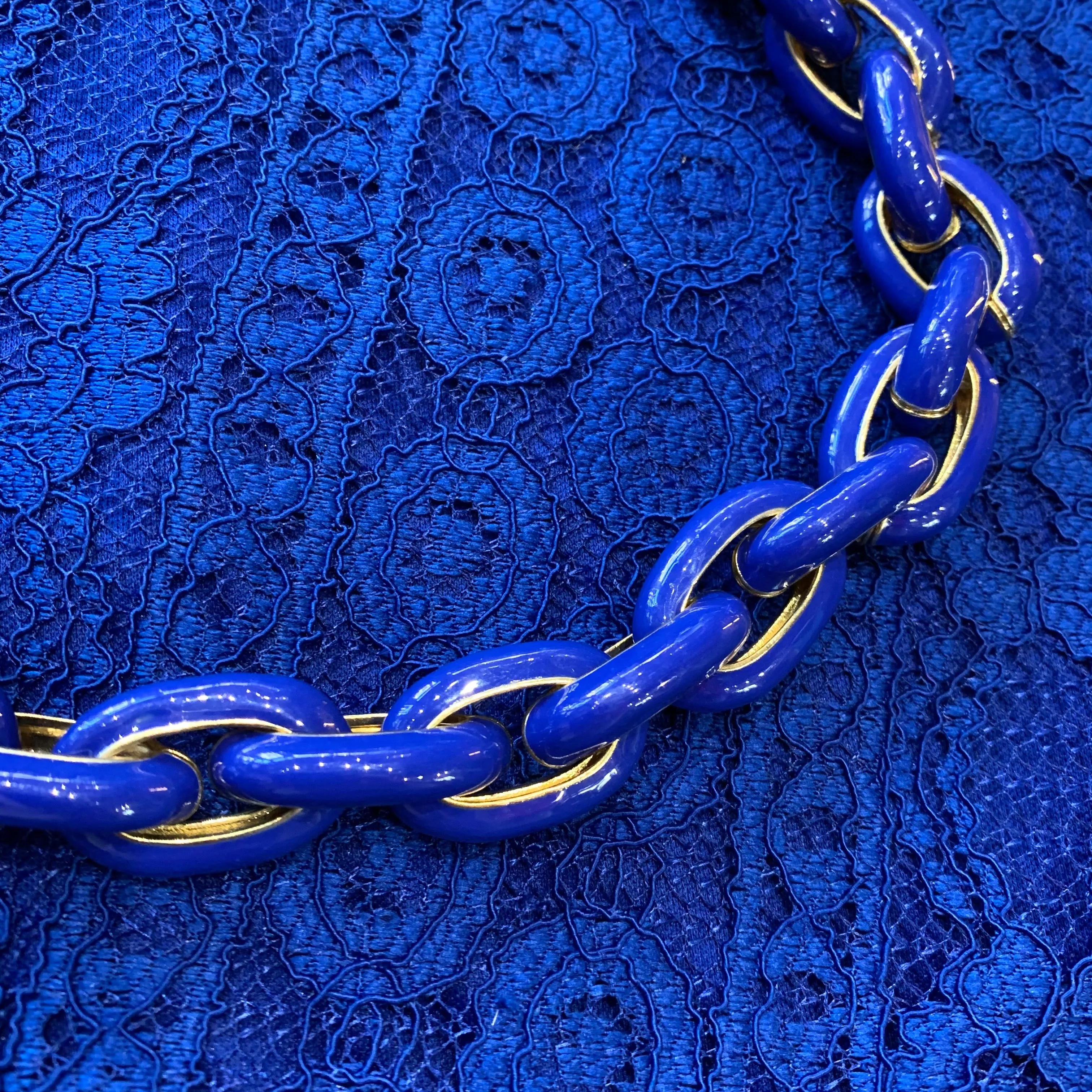 Lapis Blue Enamel Chain Necklace