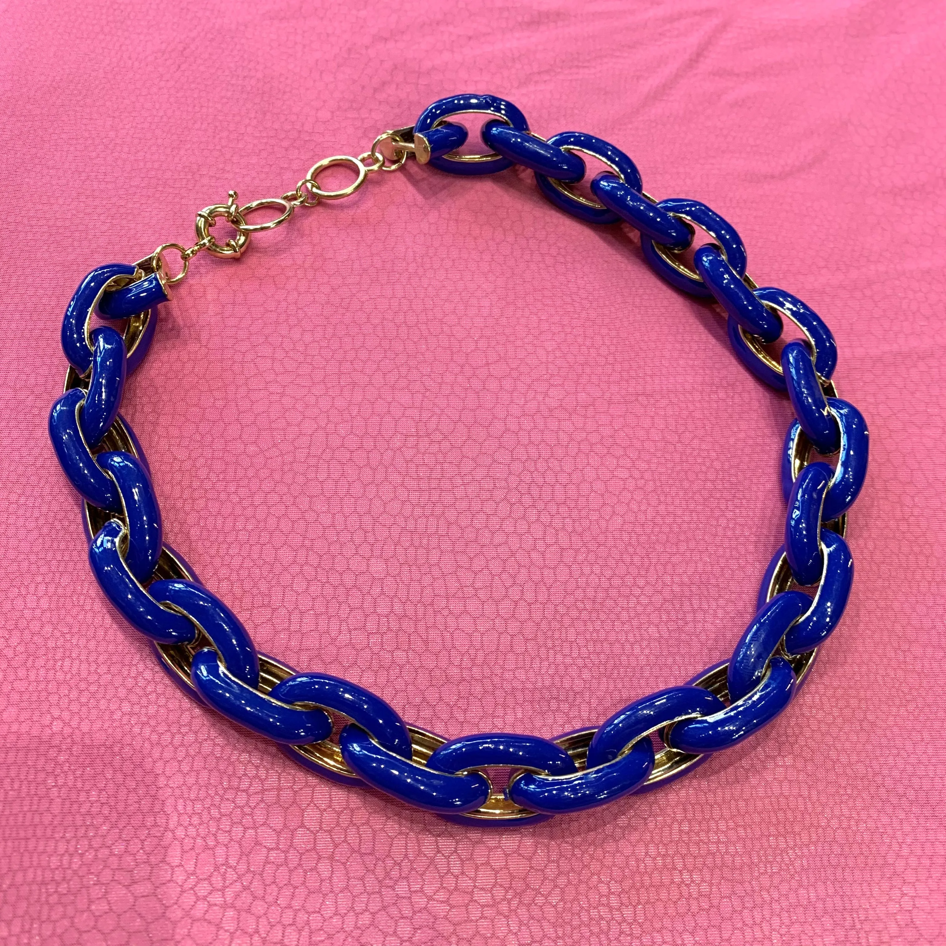 Lapis Blue Enamel Chain Necklace