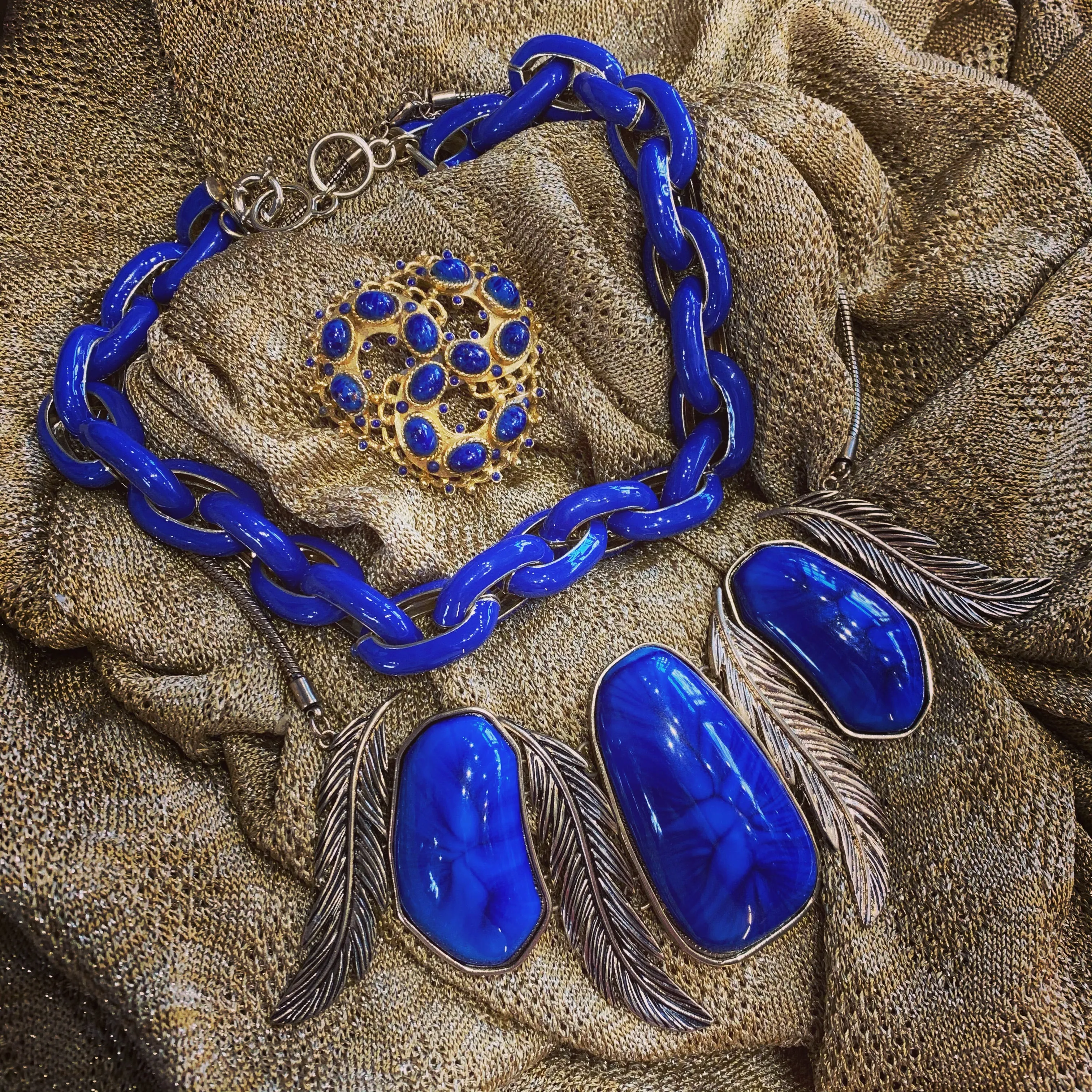 Lapis Blue Enamel Chain Necklace