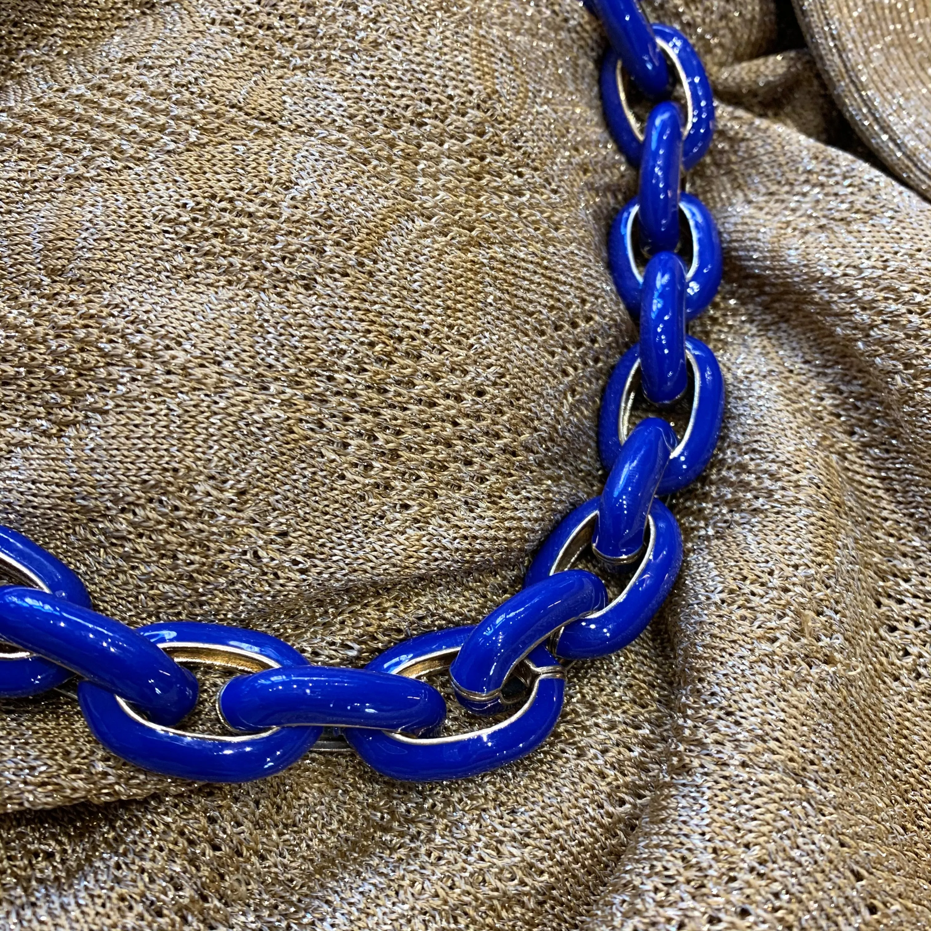 Lapis Blue Enamel Chain Necklace