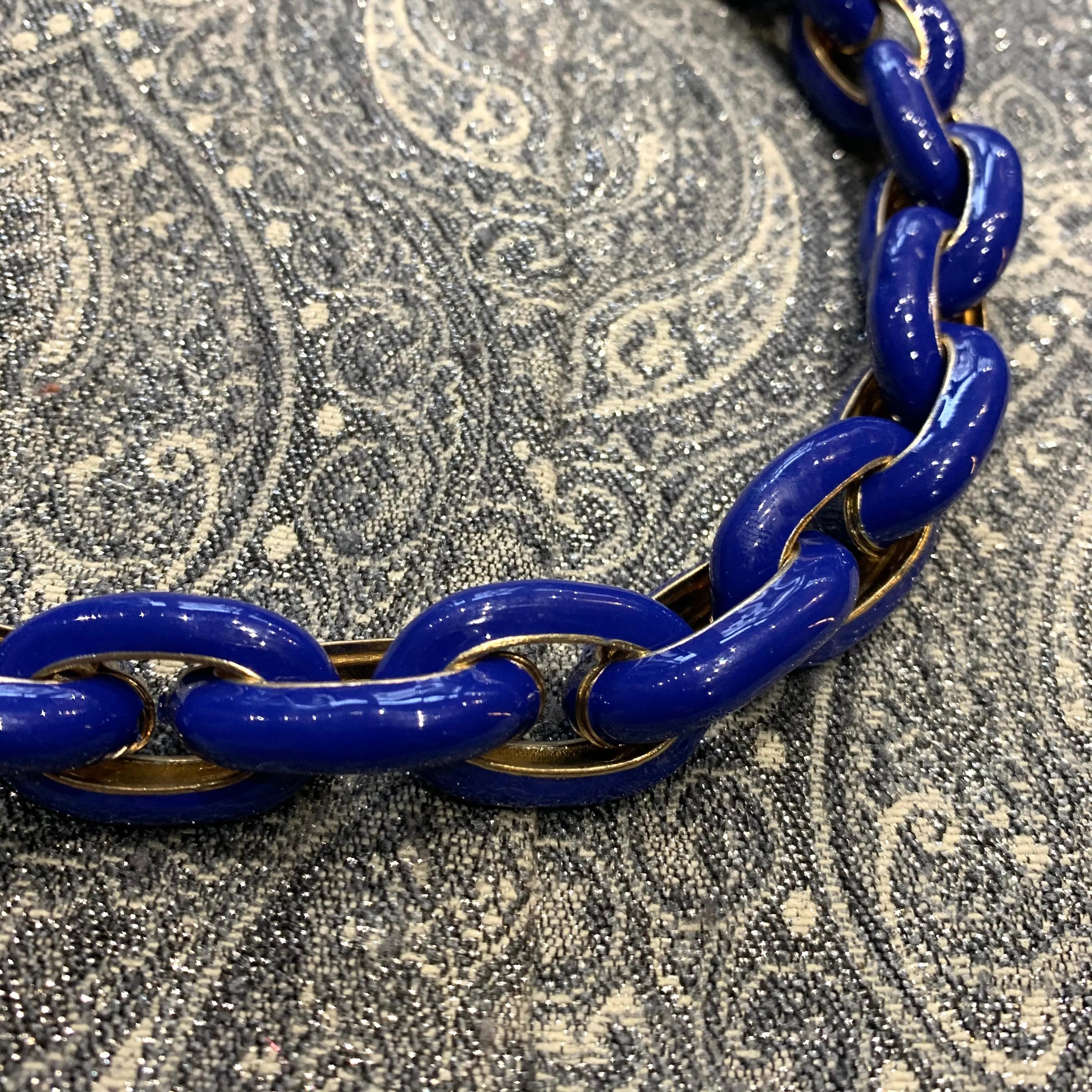 Lapis Blue Enamel Chain Necklace