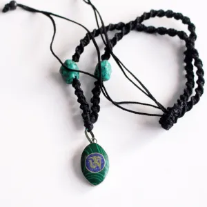 Lapis Inlaid Tibetan Om Pendant Necklace