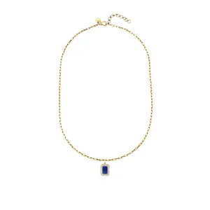 LAPIS NAMEPLATE PENDANT NECKLACE