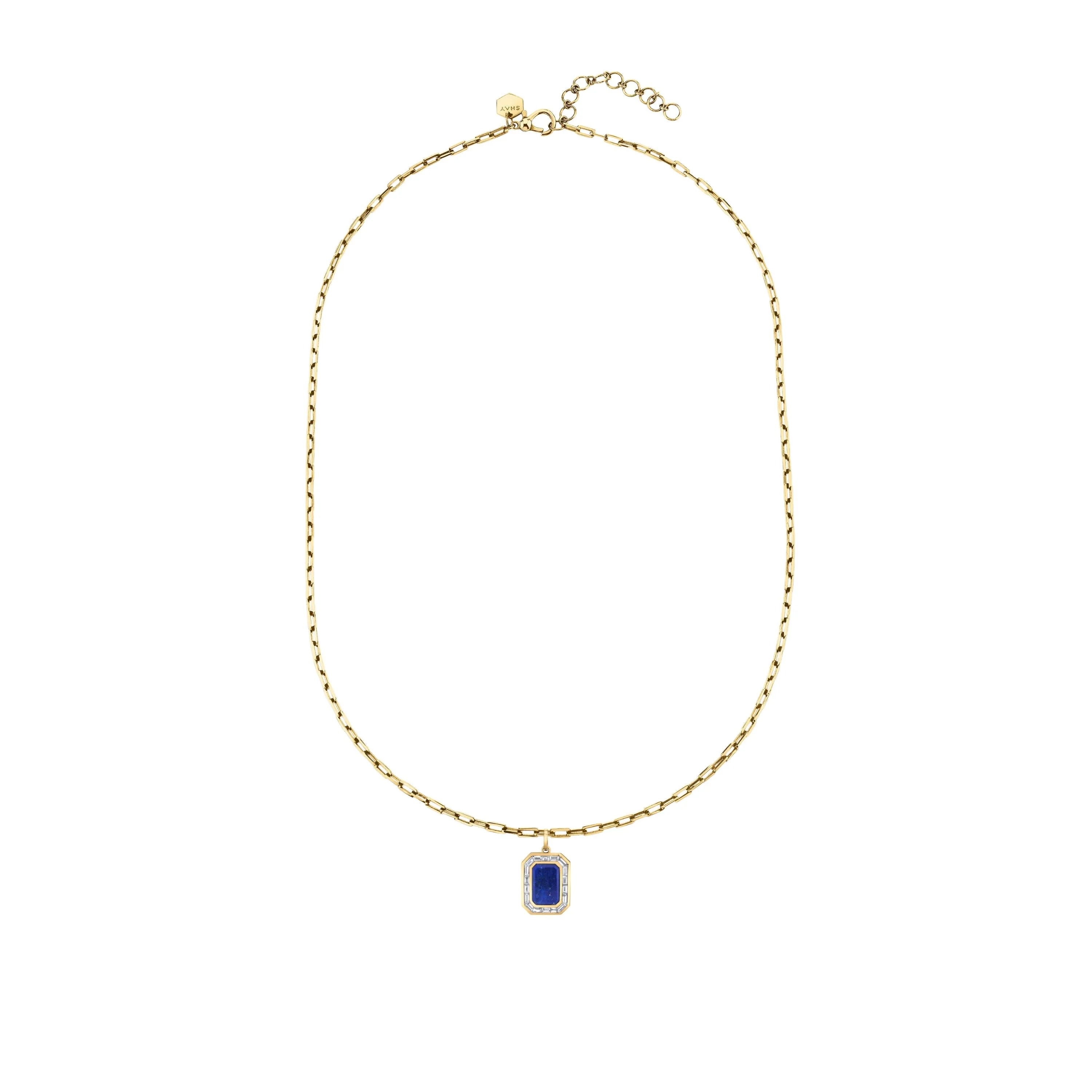 LAPIS NAMEPLATE PENDANT NECKLACE