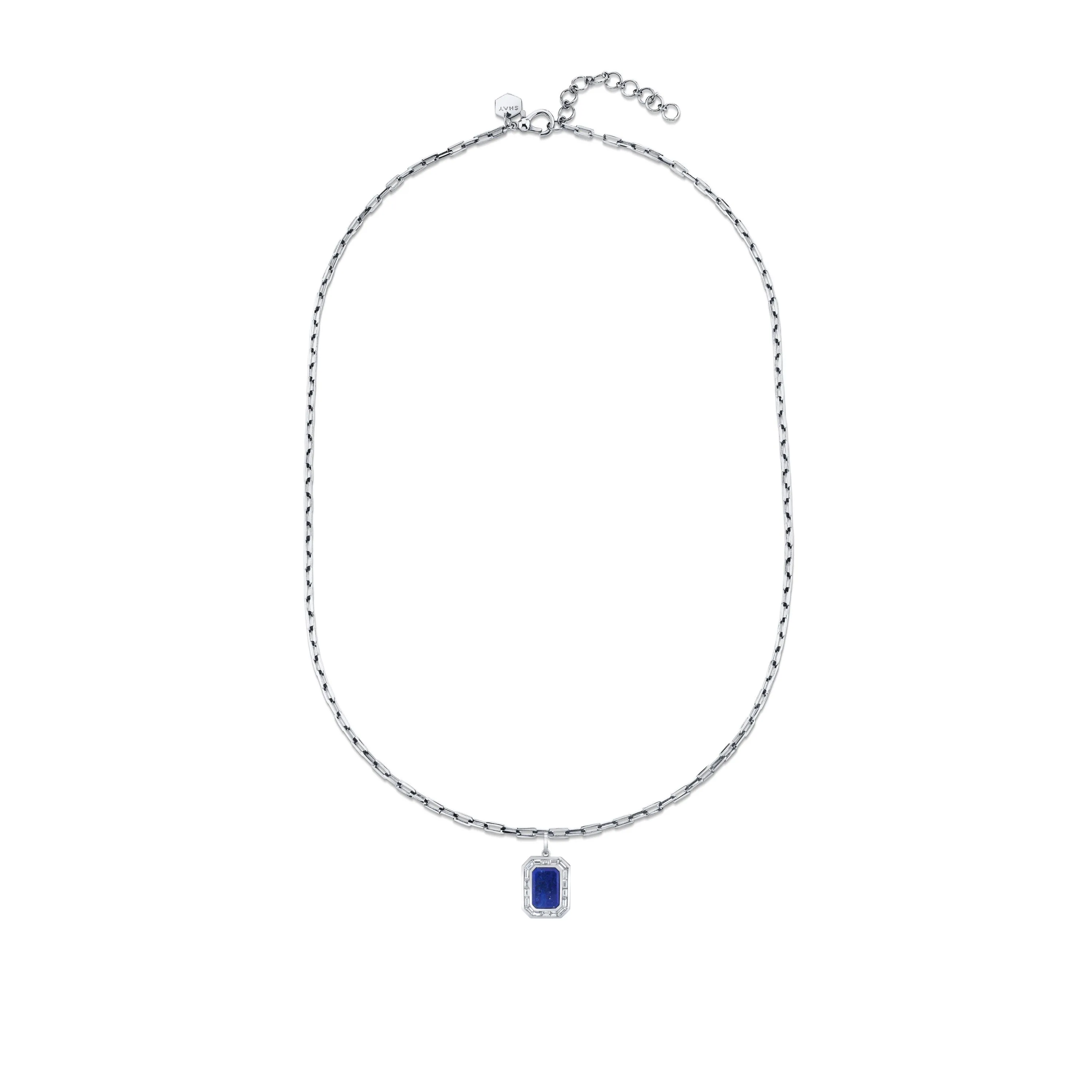 LAPIS NAMEPLATE PENDANT NECKLACE