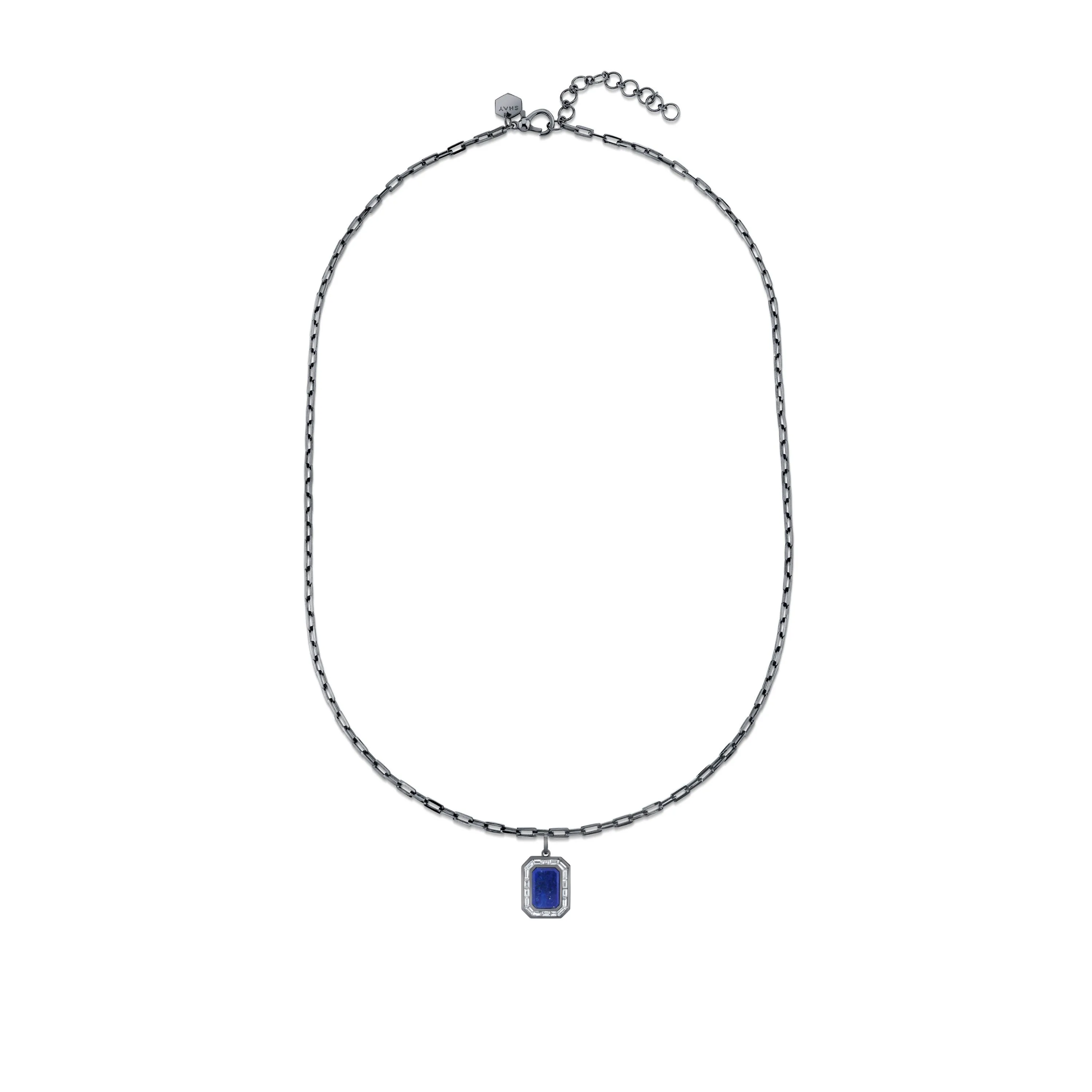 LAPIS NAMEPLATE PENDANT NECKLACE