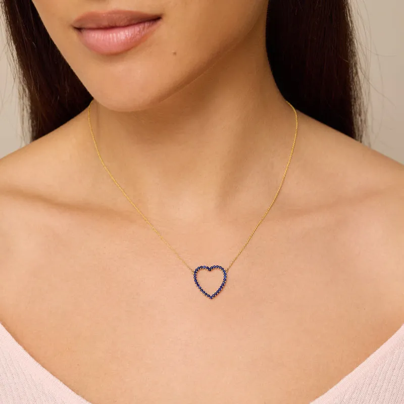 Lapis Open Heart Necklace