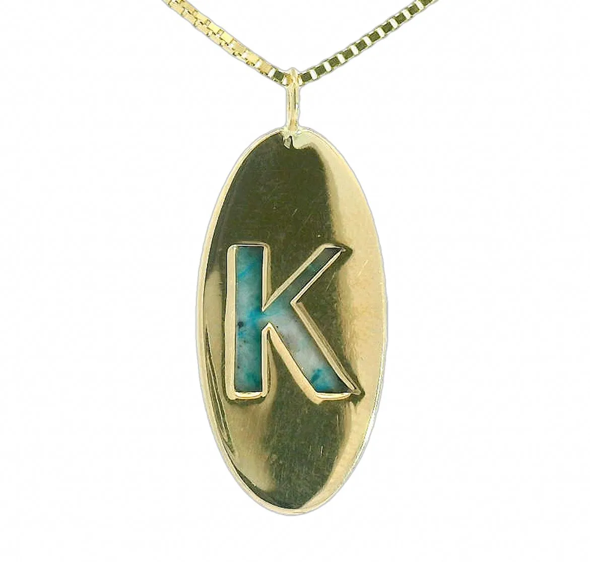 Letter "K" Initial Necklace - Chrysocolla & Quartz