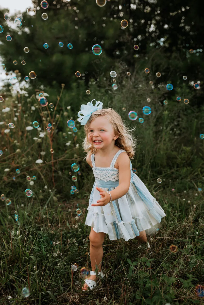 Light Blue Organza Hair Bow