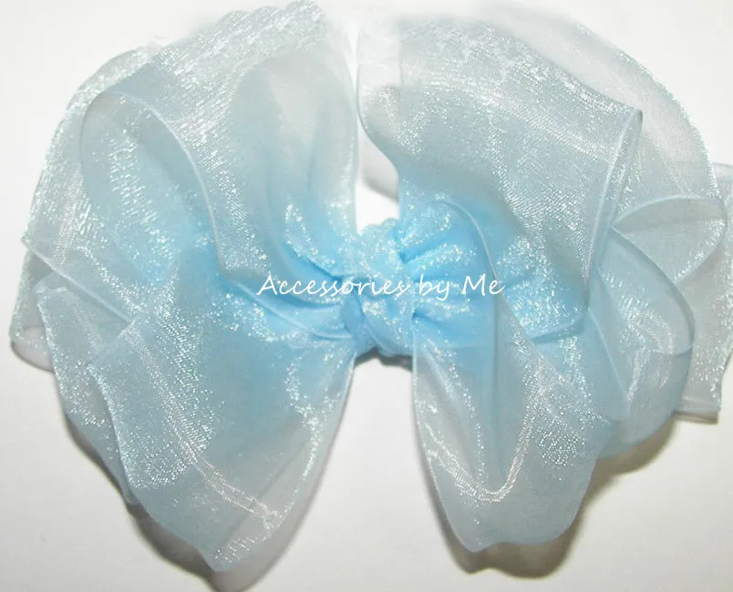 Light Blue Organza Hair Bow