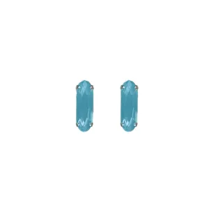 Long Oval Single Post Earring  in "Blue Opal" *Custom*