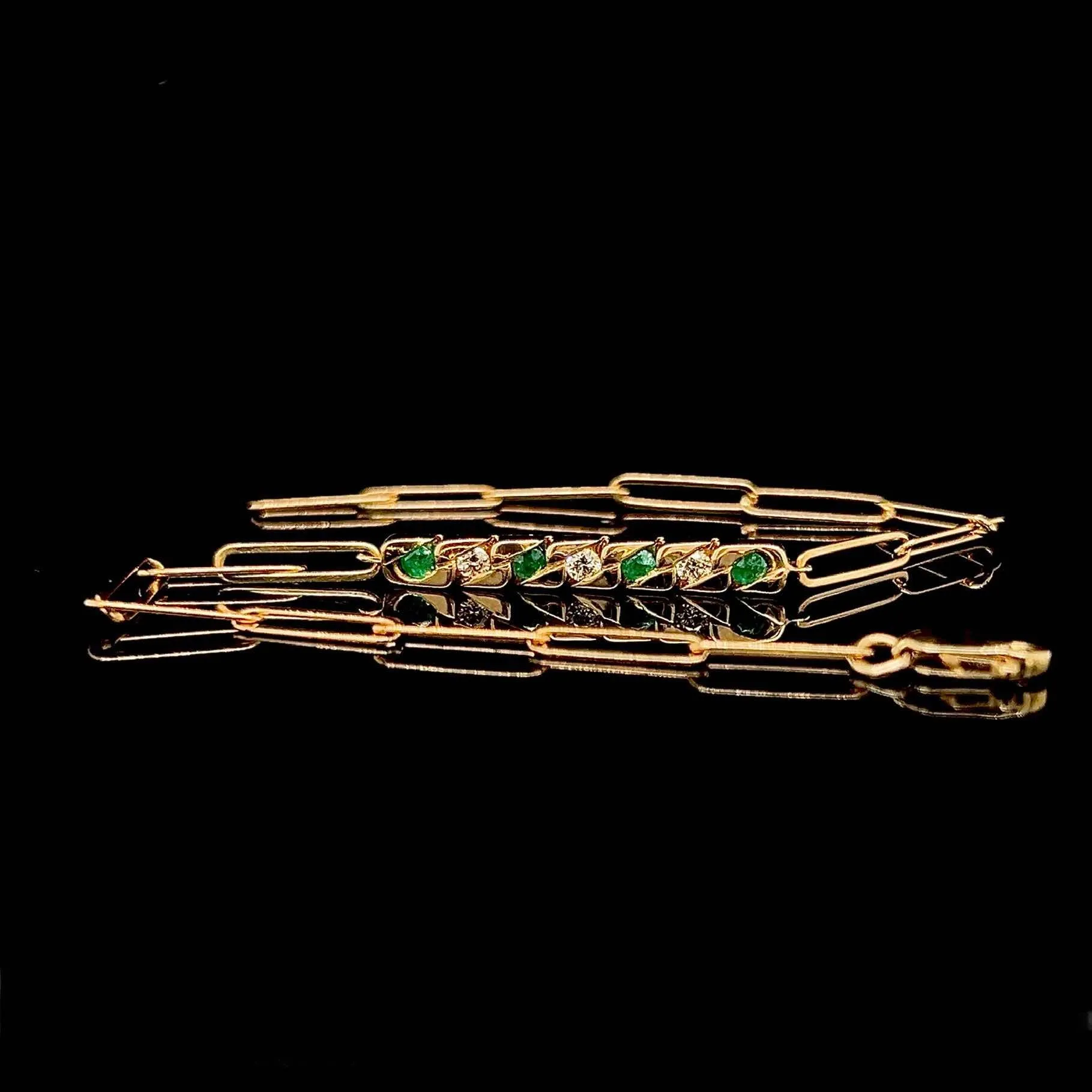 #LVNA2024 | Golden Esmeralda Flat Cubic-Link Green Emerald Genstones Diamond Bracelet 14kt