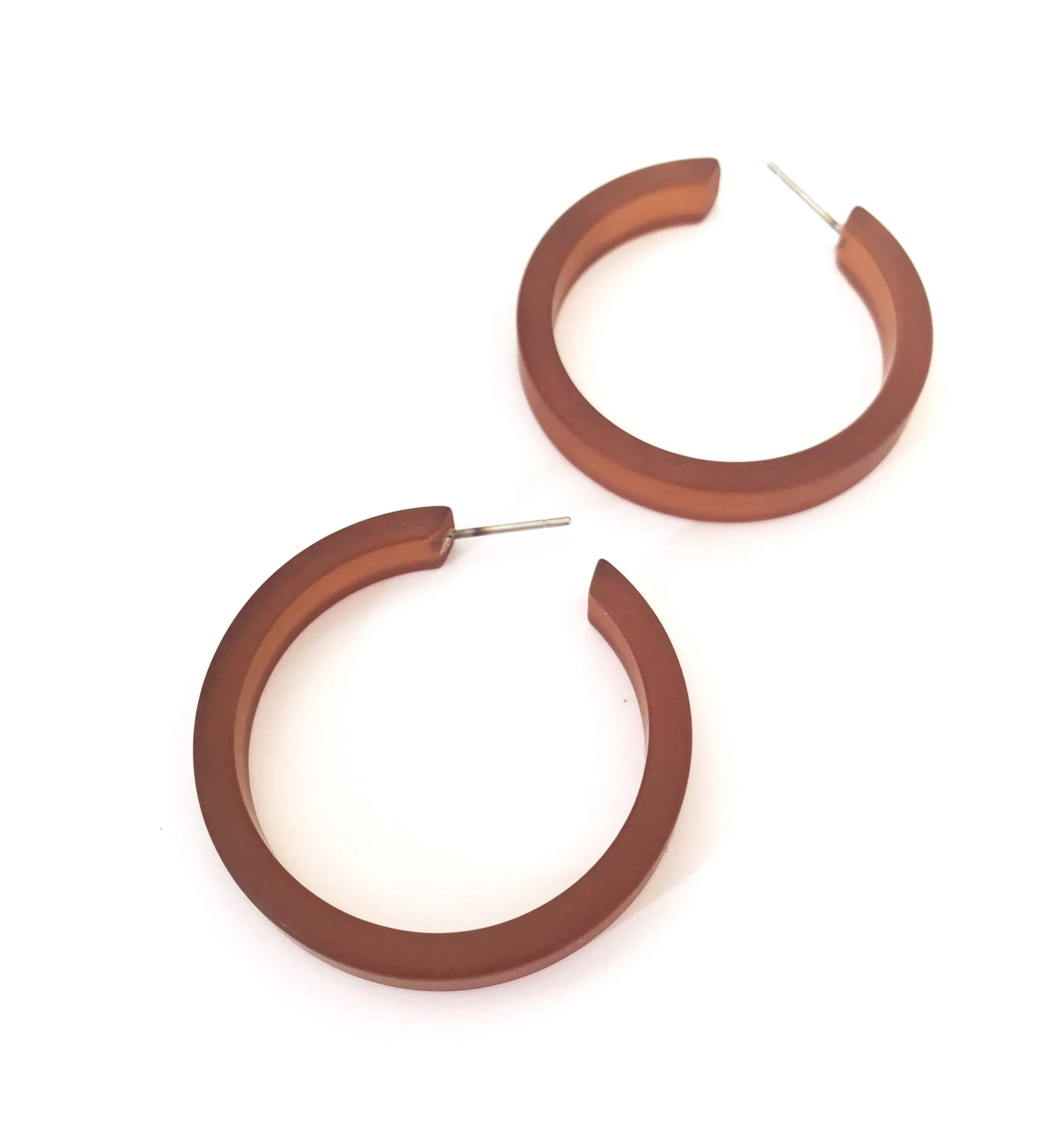 Mahogany Brown Frosted Classic Hoop Earrings