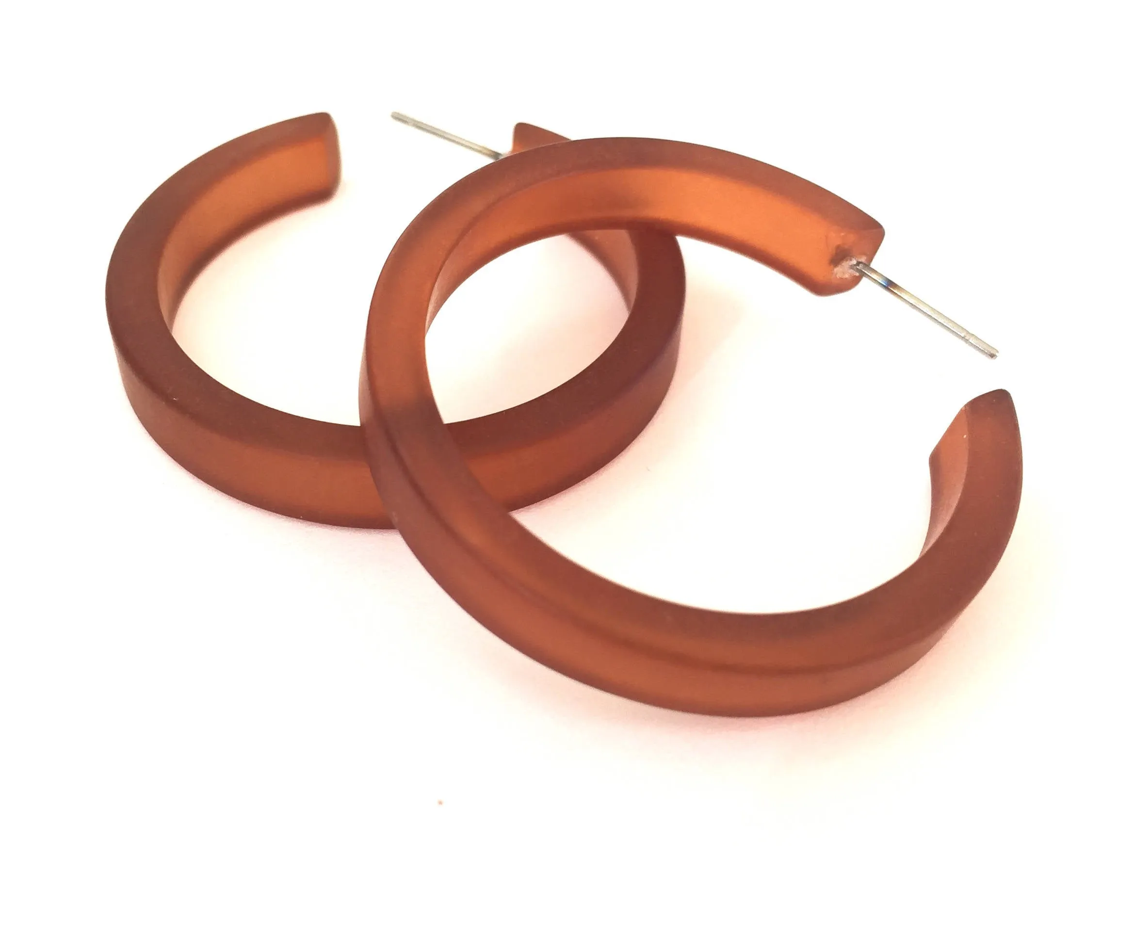 Mahogany Brown Frosted Classic Hoop Earrings