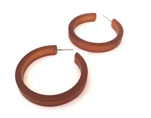 Mahogany Brown Frosted Classic Hoop Earrings