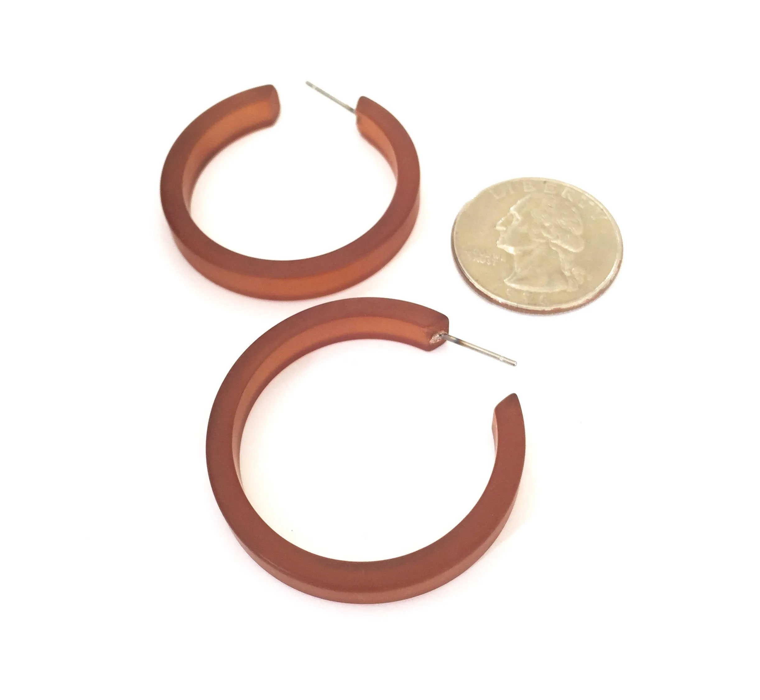 Mahogany Brown Frosted Classic Hoop Earrings