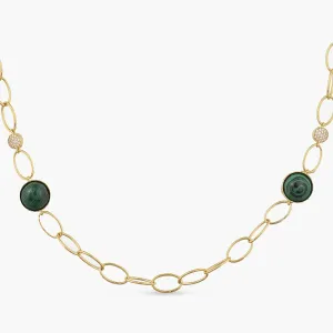 Malachite Simple Charm Silver Necklace