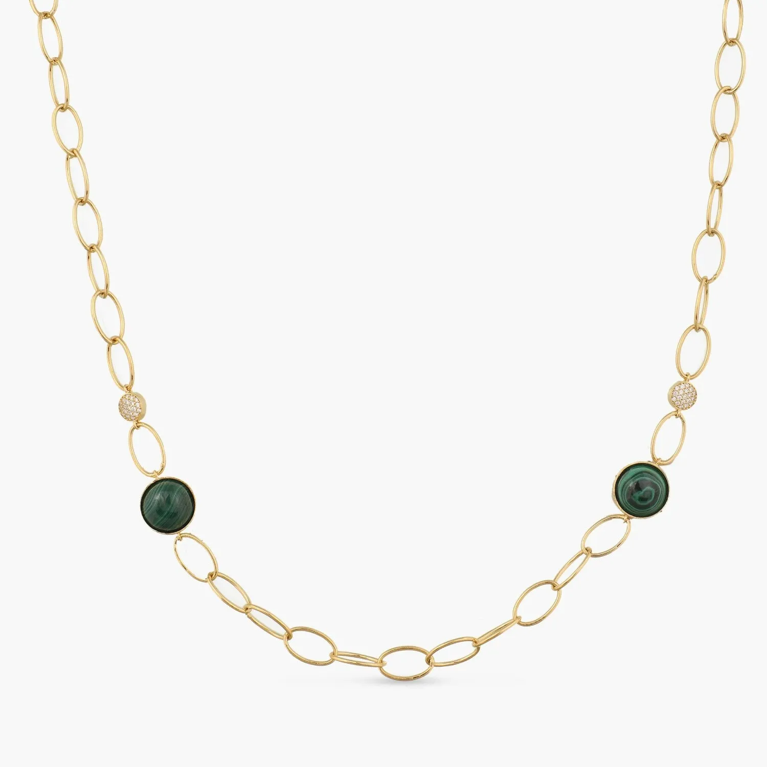 Malachite Simple Charm Silver Necklace