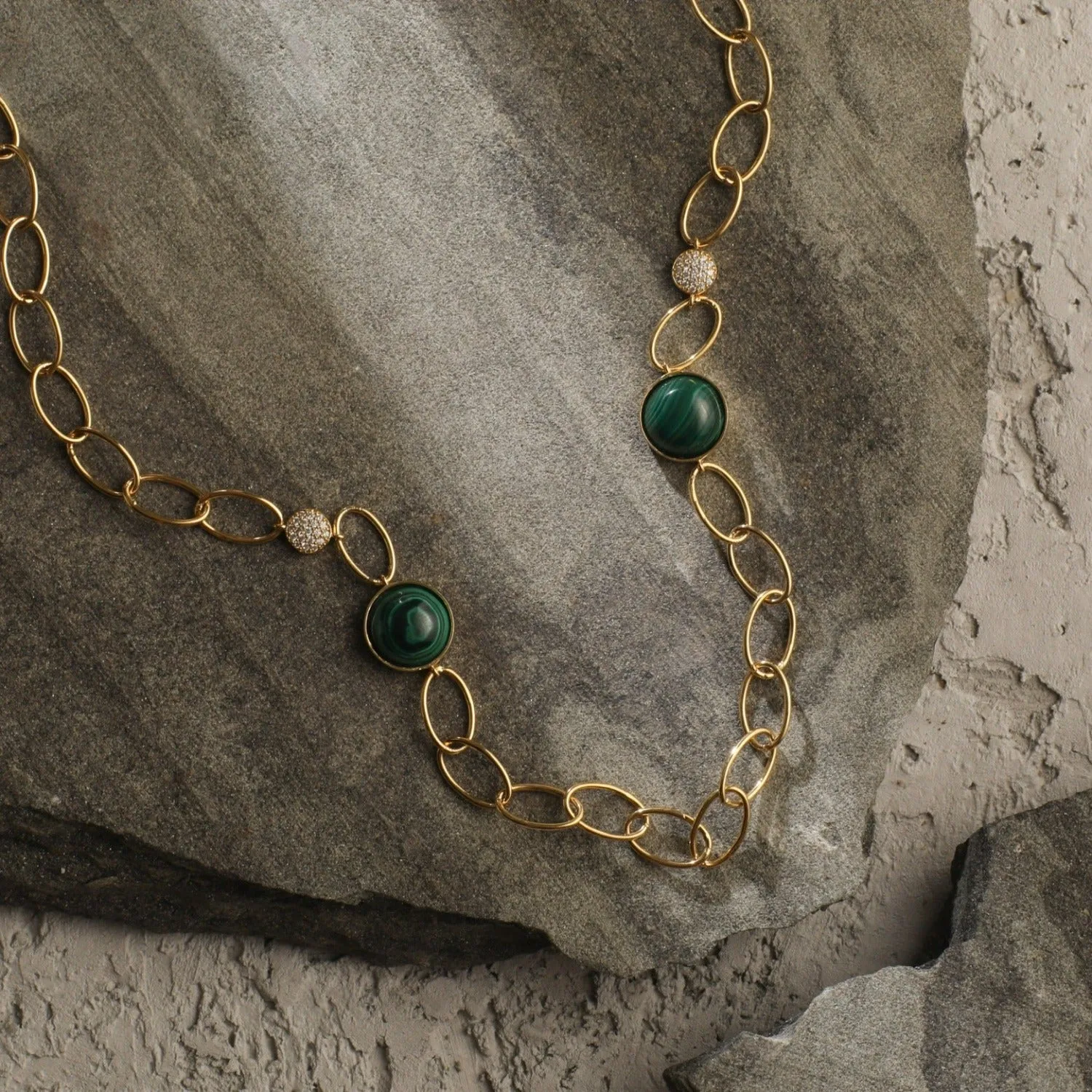 Malachite Simple Charm Silver Necklace