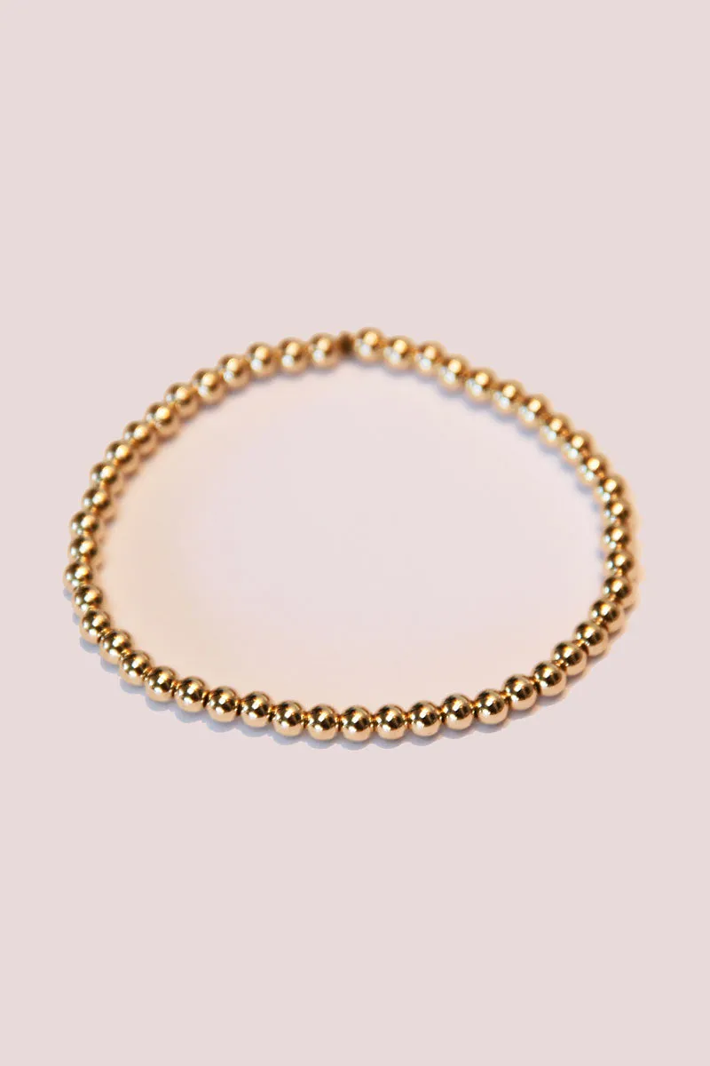 Medium Bead Gold Stretch Bracelet - 4mm Bead