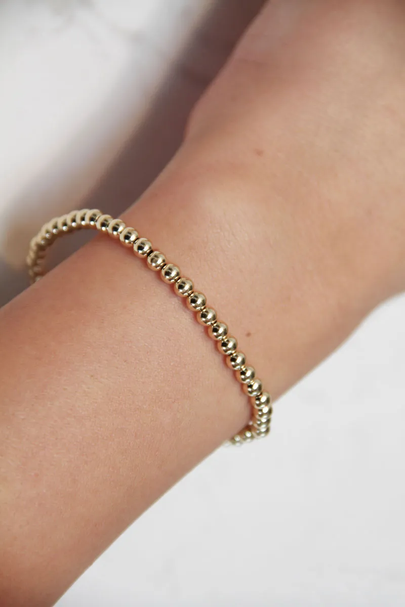 Medium Bead Gold Stretch Bracelet - 4mm Bead