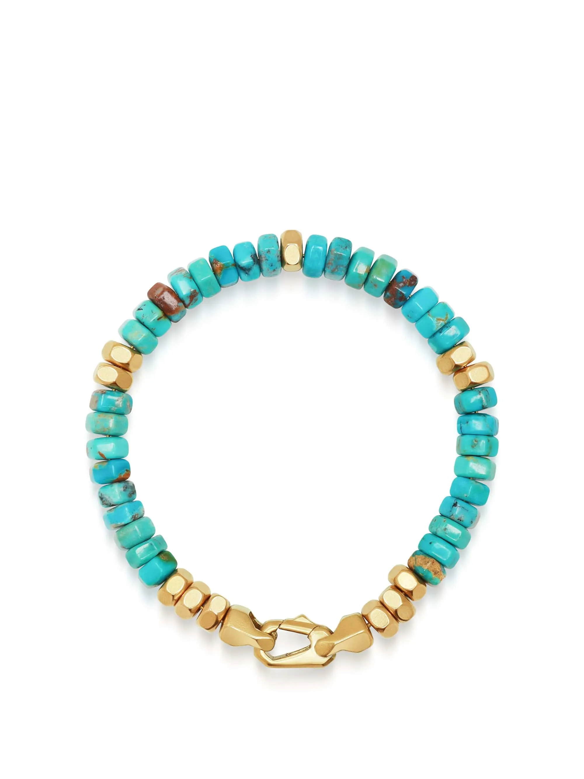 Men's Hexagon Beaded Bracelet with Turquoise and Gold