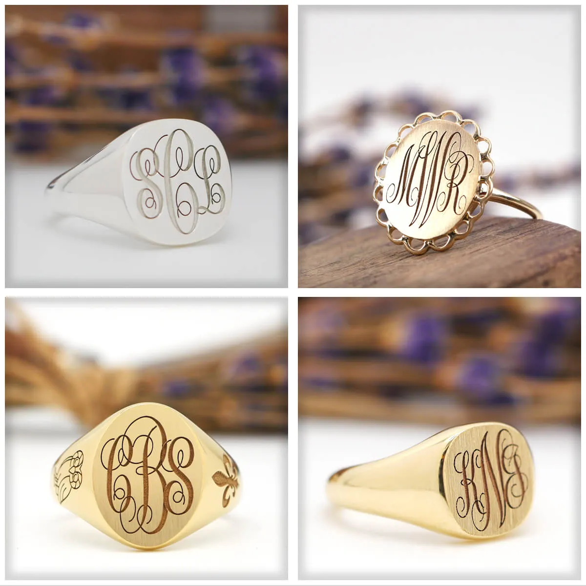 Men's Oval Signet Ring - Medium - Laser Engraved Script Monogram