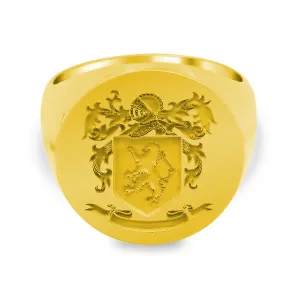 Men's Round Signet Ring - Extra Large - Laser Engraved Family Crest / Logo