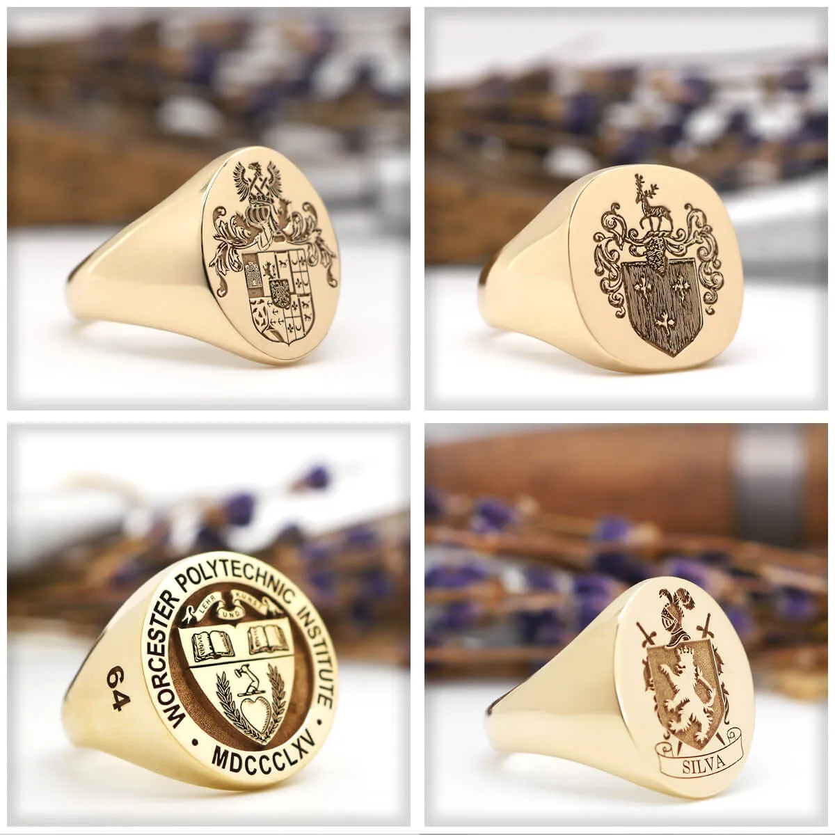 Men's Round Signet Ring - Extra Large - Laser Engraved Family Crest / Logo