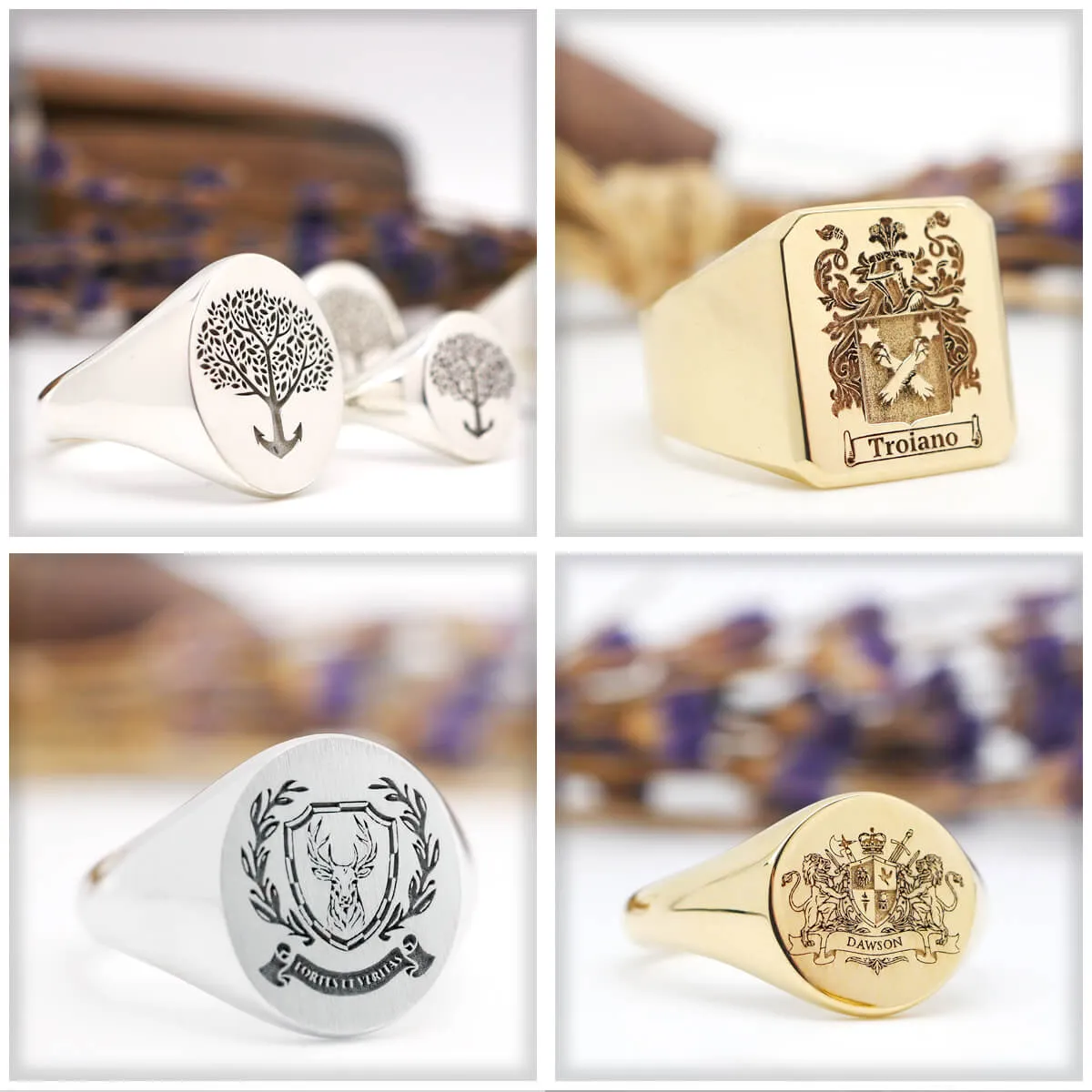 Men's Round Signet Ring - Extra Large - Laser Engraved Family Crest / Logo