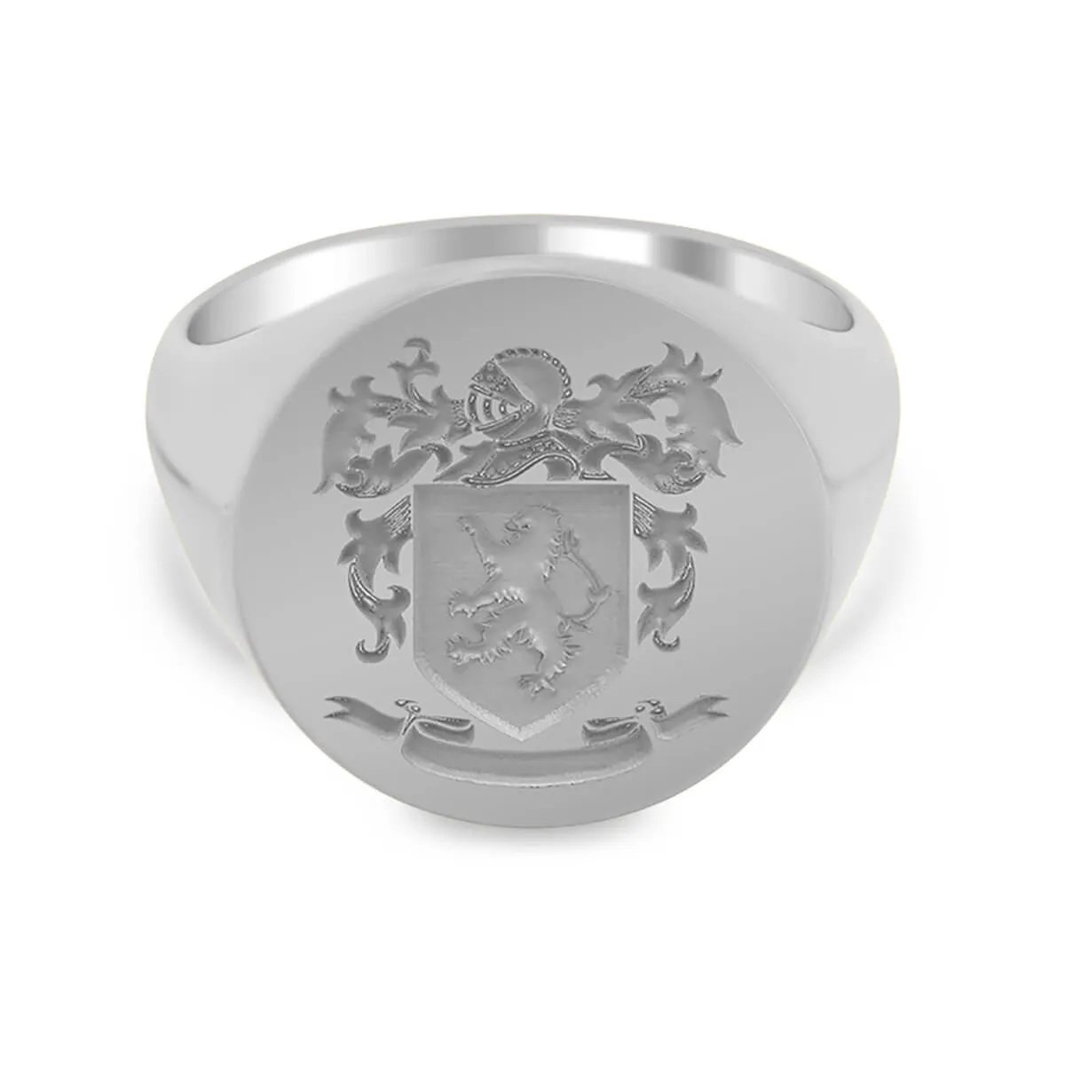 Men's Round Signet Ring - Large - Laser Engraved Family Crest / Logo