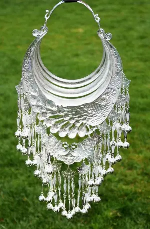 Miao Silver Collar Necklace Peacock Tassel Designs Festival Jewellry Accessories