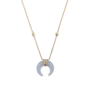 MINI CHALCEDONY DOUBLE HORN NECKLACE