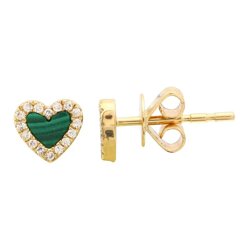 Mini Gemstone Halo Heart Studs