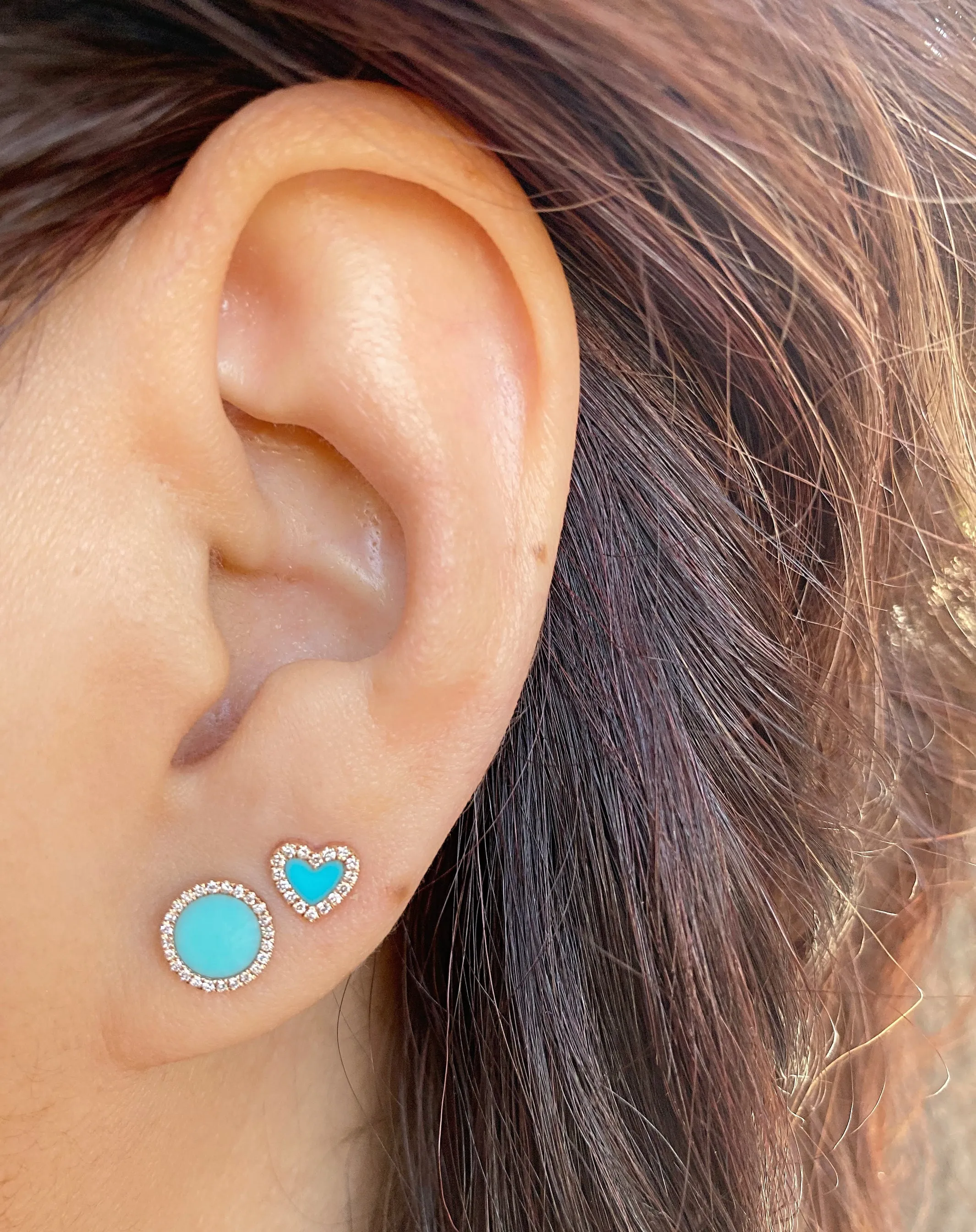 Mini Gemstone Halo Heart Studs