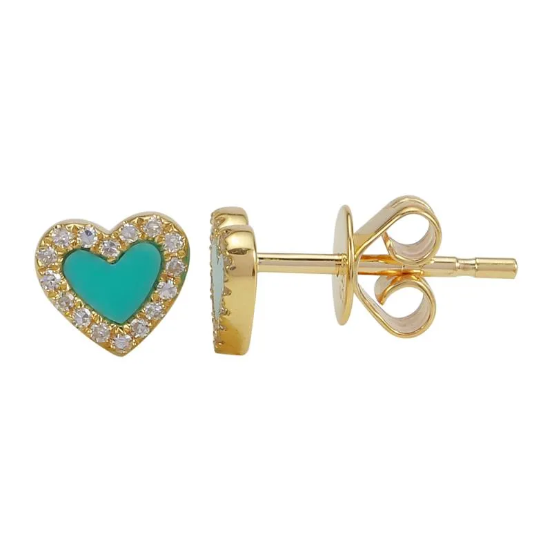 Mini Gemstone Halo Heart Studs