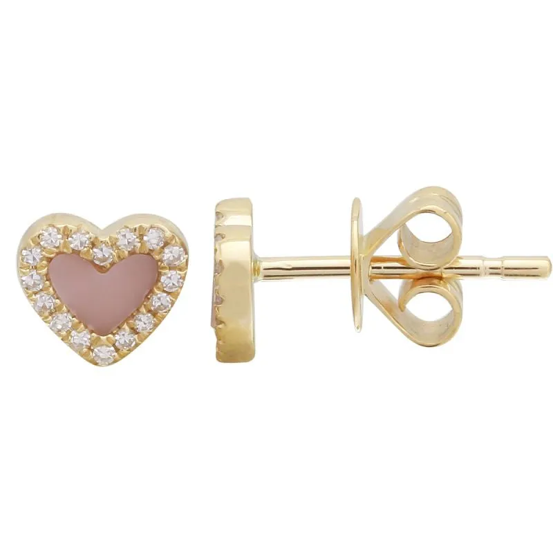 Mini Gemstone Halo Heart Studs