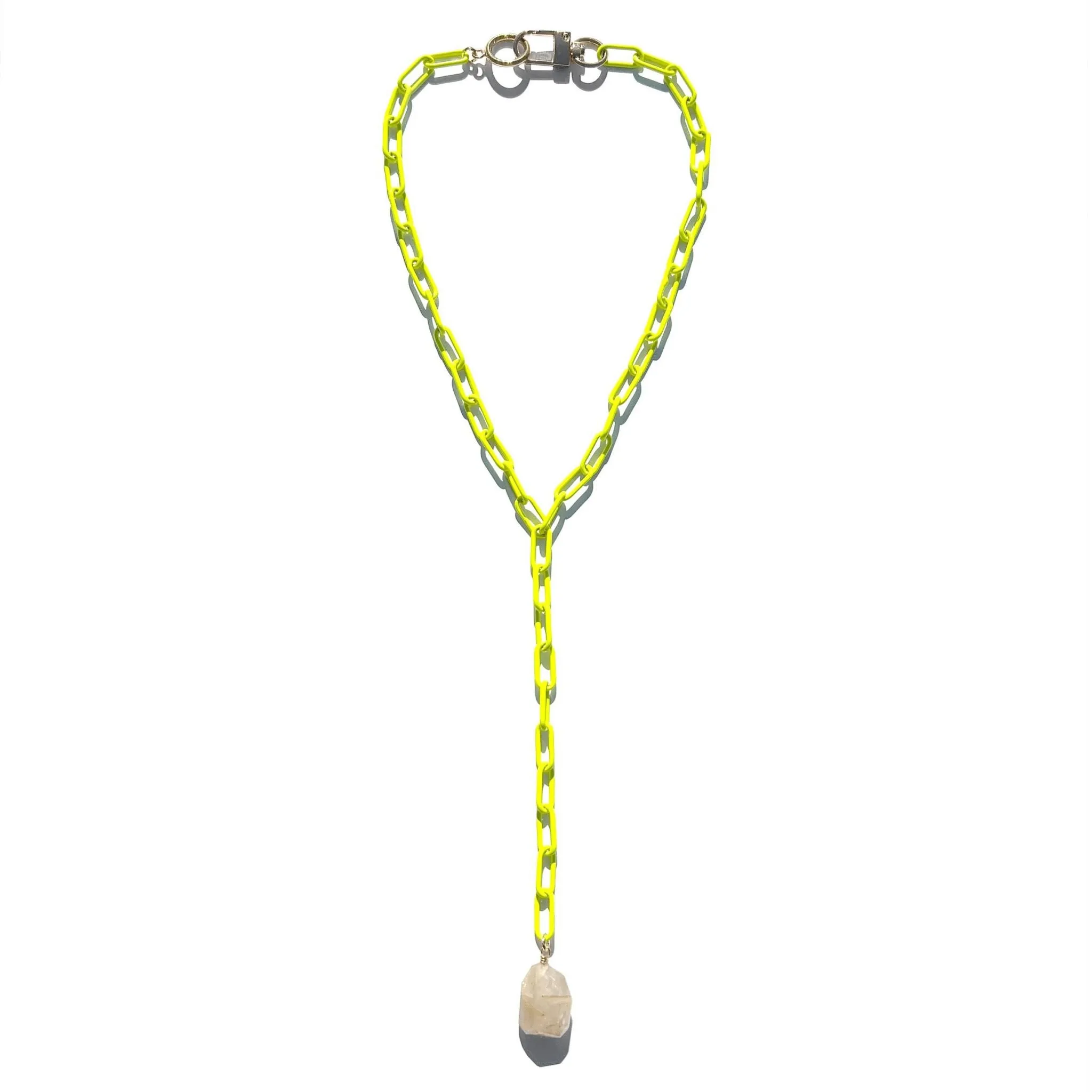 MPR x THE IMAGINARIUM: Neon Yellow   Rutilated Quartz Lariat Necklace