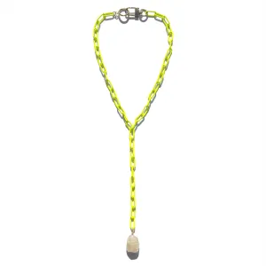 MPR x THE IMAGINARIUM: Neon Yellow   Rutilated Quartz Lariat Necklace