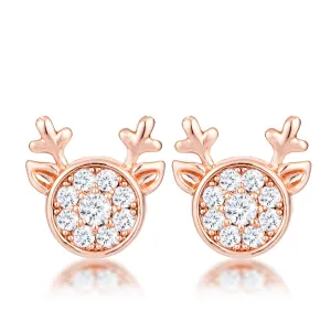 Nala Reindeer CZ Rose Gold Earrings