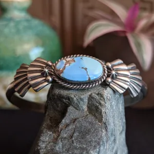 Navajo Made Golden Hills Turquoise Sterling Silver Cuff GJ-BRC-0056