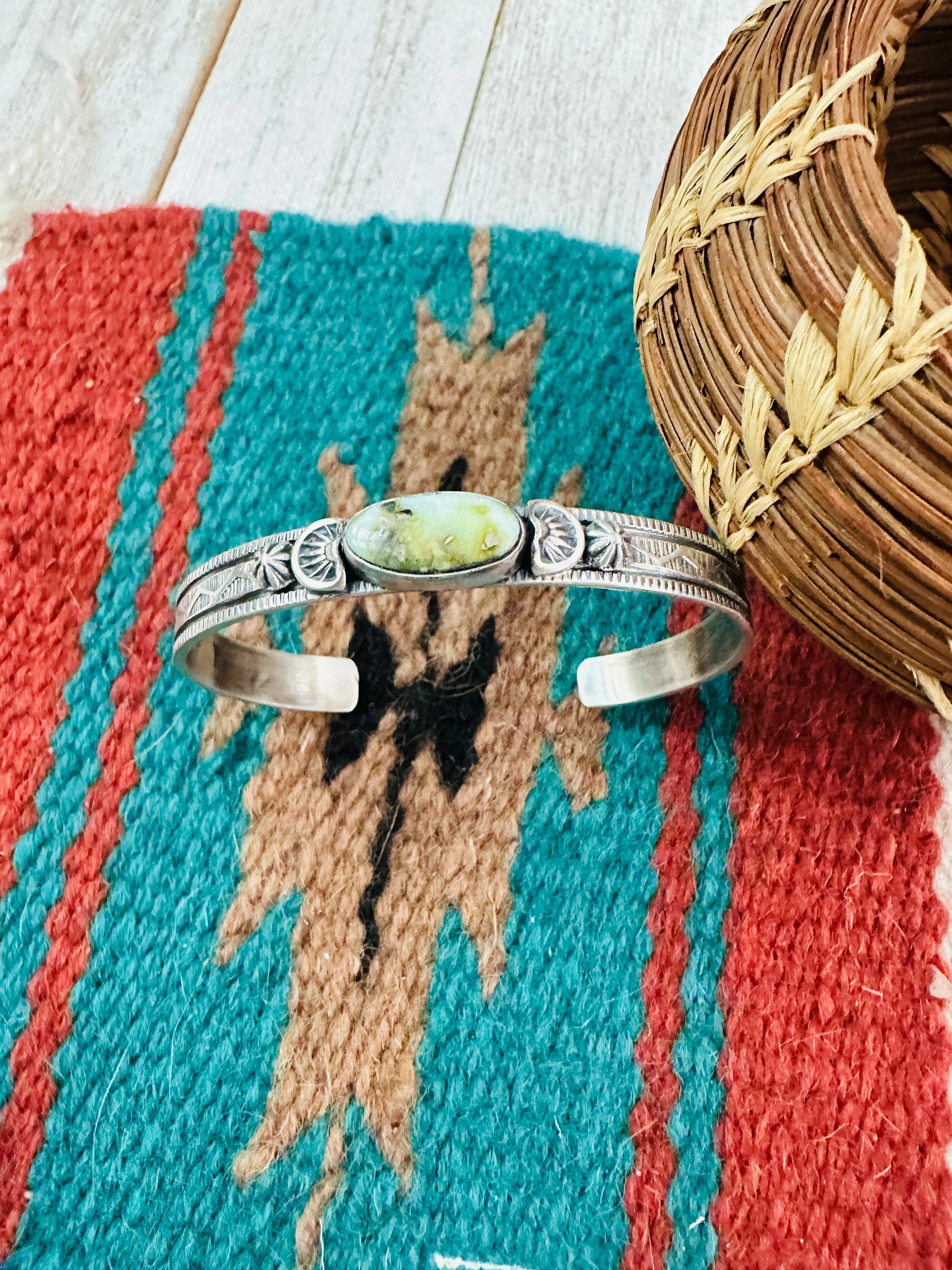 Navajo Palomino Turquoise & Sterling Silver Cuff Bracelet