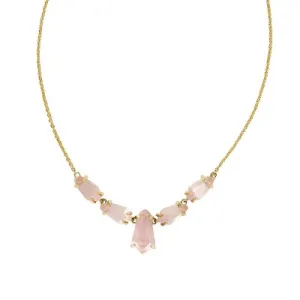 New - Kendra Scott June Catseye 14K Gold Over Brass Statement Necklace - Rose Quartz