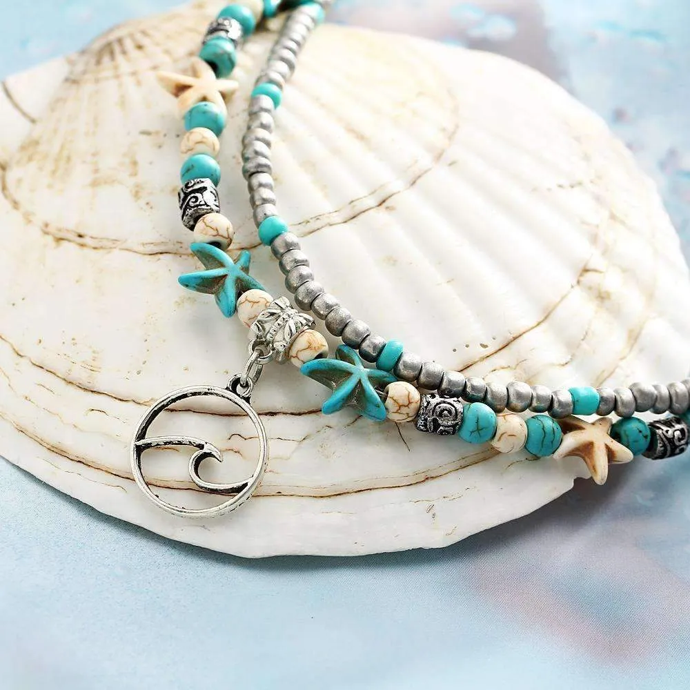 Ocean Theme Double Layer Anklet