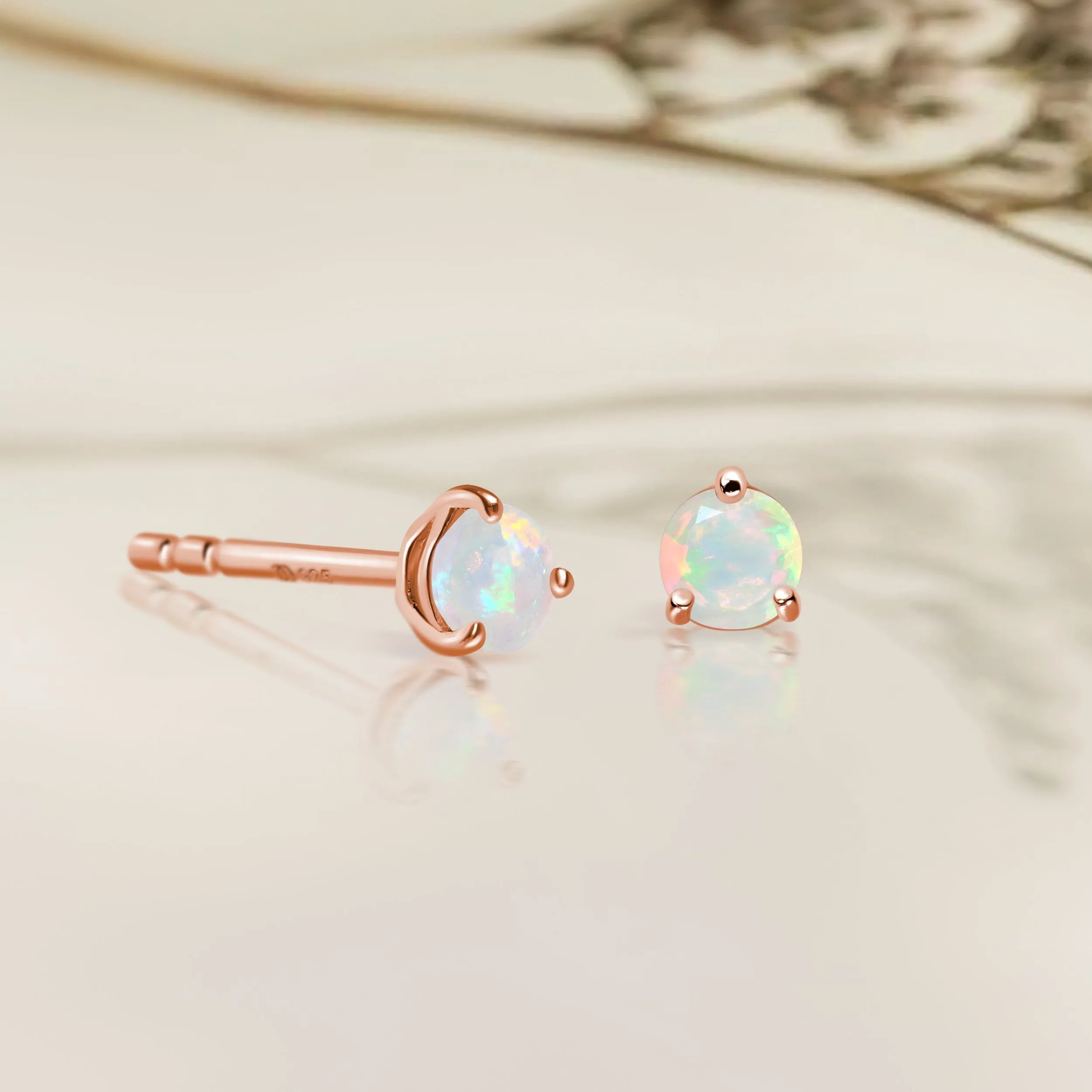 Opal Round Studs - October Birthstone